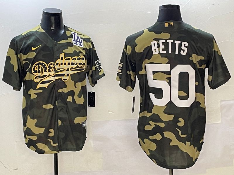Men Los Angeles Dodgers #50 Betts Camo Joint Name 2025 Nike MLB Jersey style 7
